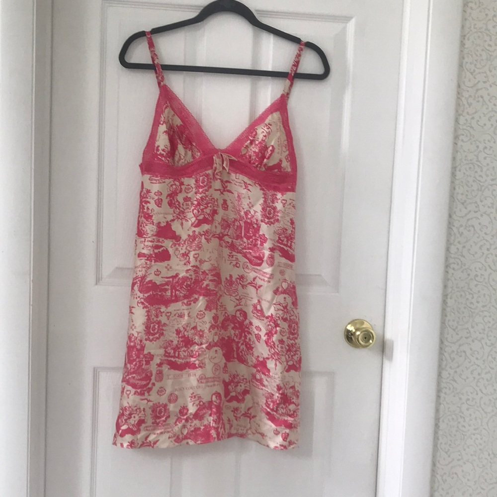Juicy Couture Pink and Cream Lace Trim Chemise